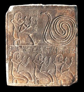 Paneb and sons worshiping Meretseger.  British Museum stela 272. Copyright: Trustees of The British Museum