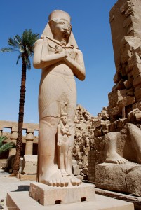 The colossal statue of Pinudjem I from the first court at Karnak