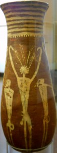 Figure 2. C-Ware pot showing crudely depicted figures, some without limbs, Royal Museum of Art & History, Brussels 